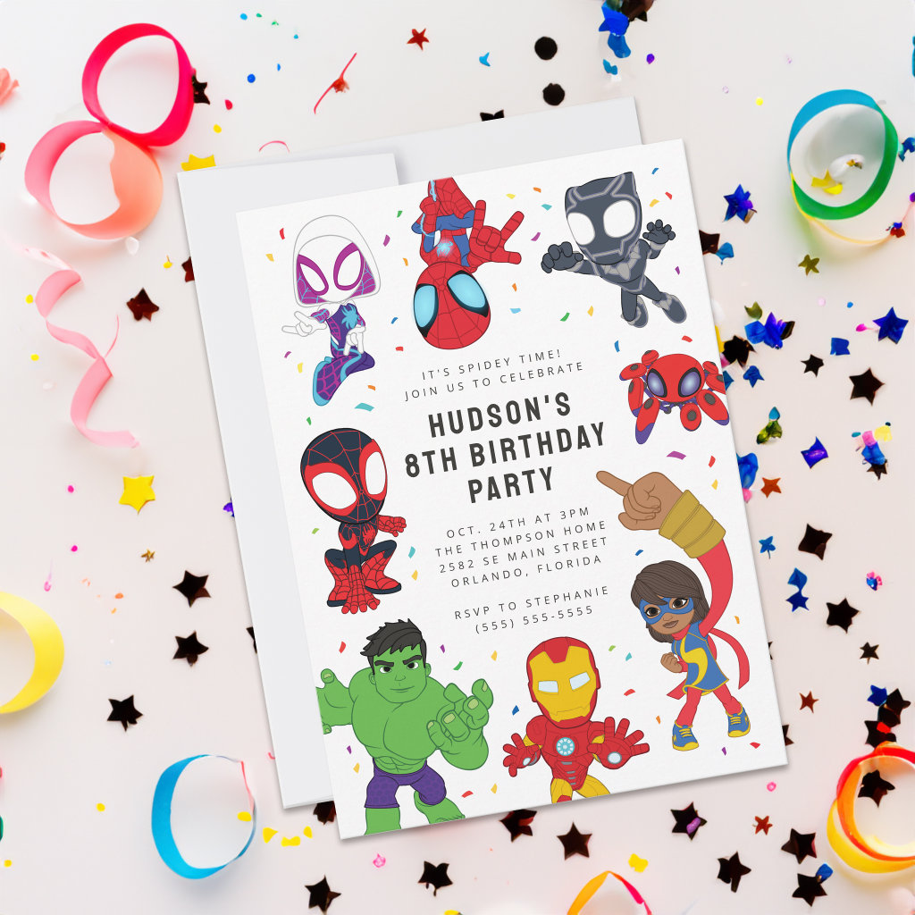 Spidey and His Amazing Friends Confetti Birthday Invitation
