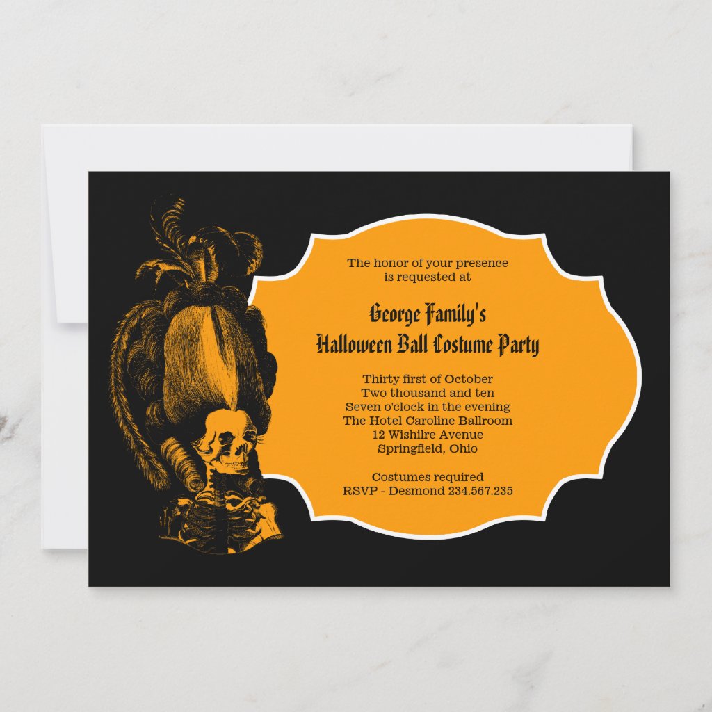 Halloween Ball Masquerade Costume Party Invitation