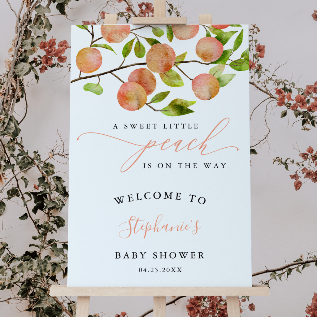 Peach Girl Baby Shower Welcome Sign
