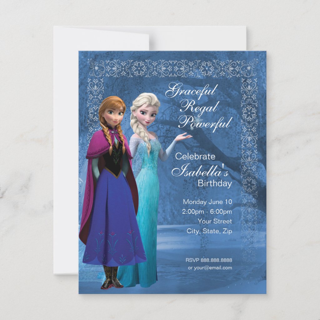 Frozen Anna and Elsa Snowflake Birthday Invitation