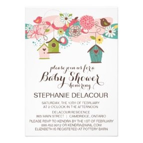 Birds and Bird Houses Baby Shower Announcement 
