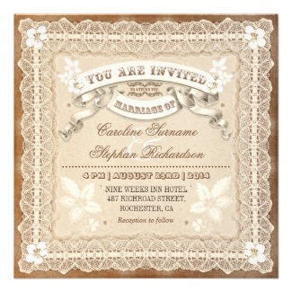 Vintage Lace Typographic Wedding Invitations 