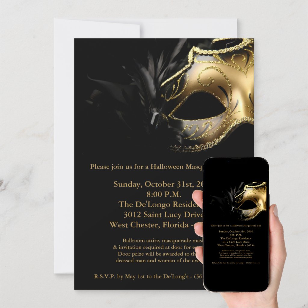 Halloween Masquerade Ball Mask Invitation