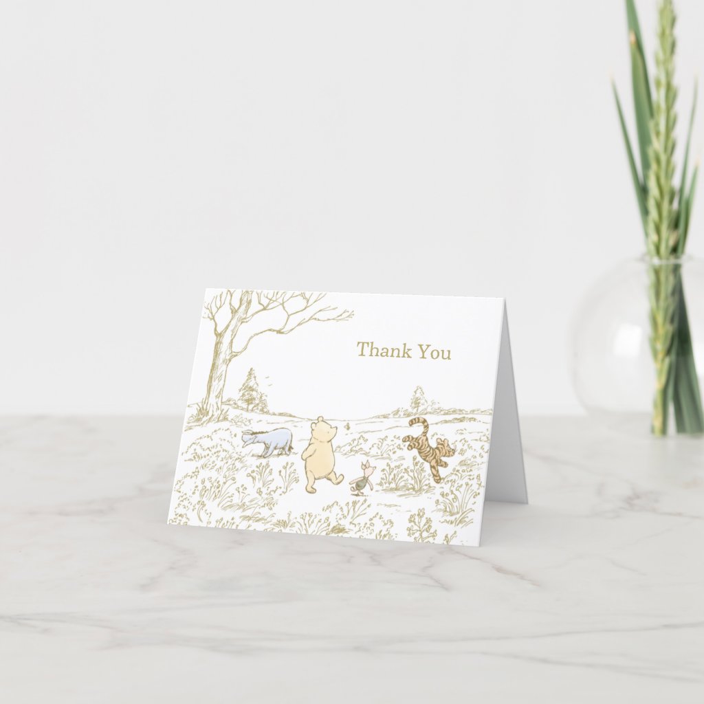 Vintage Winnie the Pooh 100 Acre Wood Thank You Card
