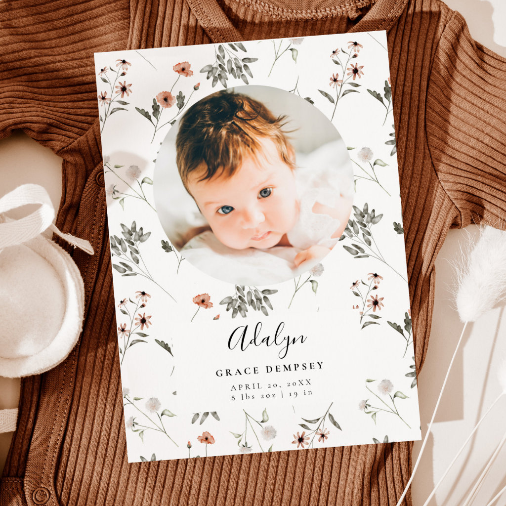 Girl Birth Announcement Card | Wildflower