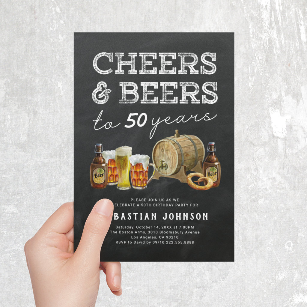 Cheers & Beers 50th Birthday Party Invitation