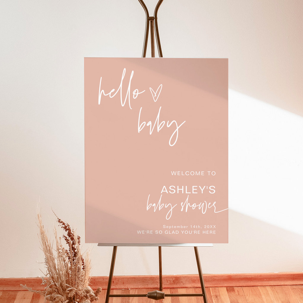 Modern Baby Shower Welcome Sign | Pink Girl Baby 