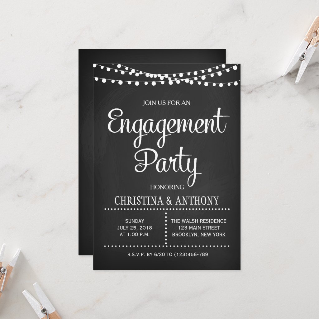 Engagement Party Chalkboard Invitation