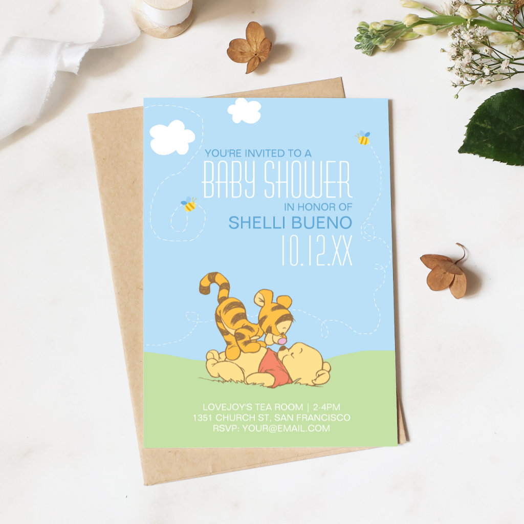 Baby Pooh and Tigger Baby Shower Invitation