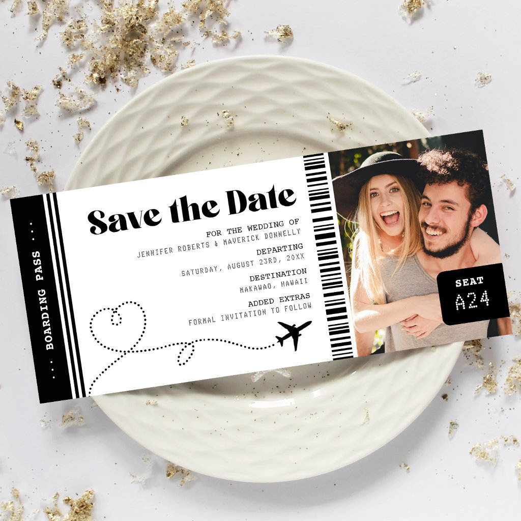 Boarding Pass Save the Date Ticket